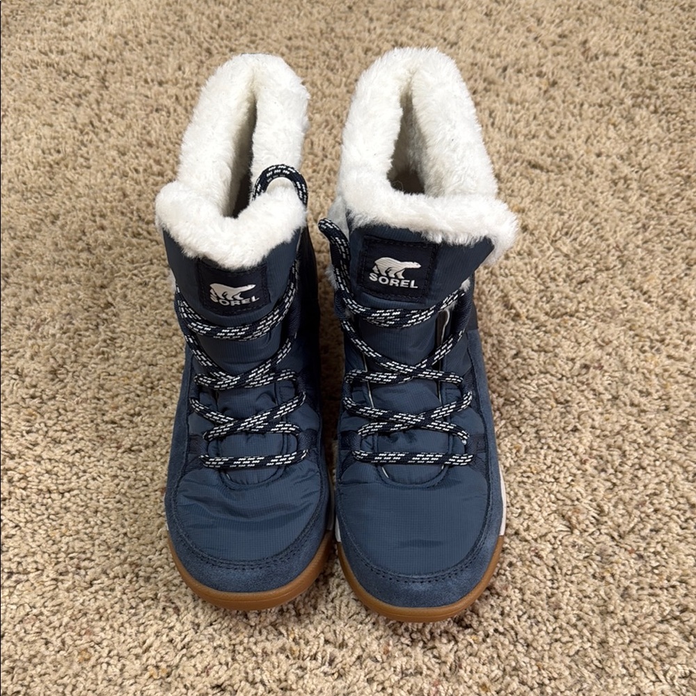 Sorel Women's Whitney II Flurry Boot Blue & White Waterproof Suede Winter Boots